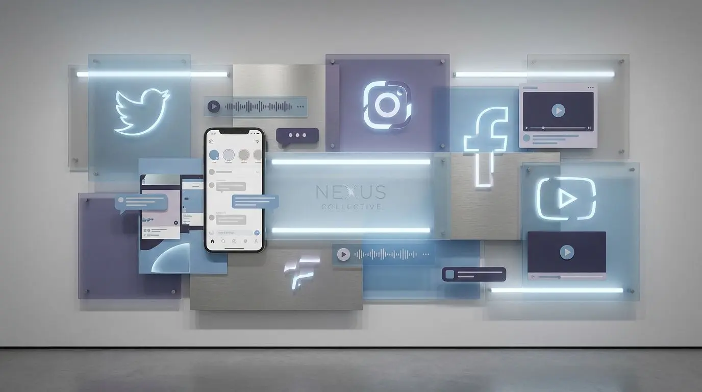 Community and social media collage in a modern brand style