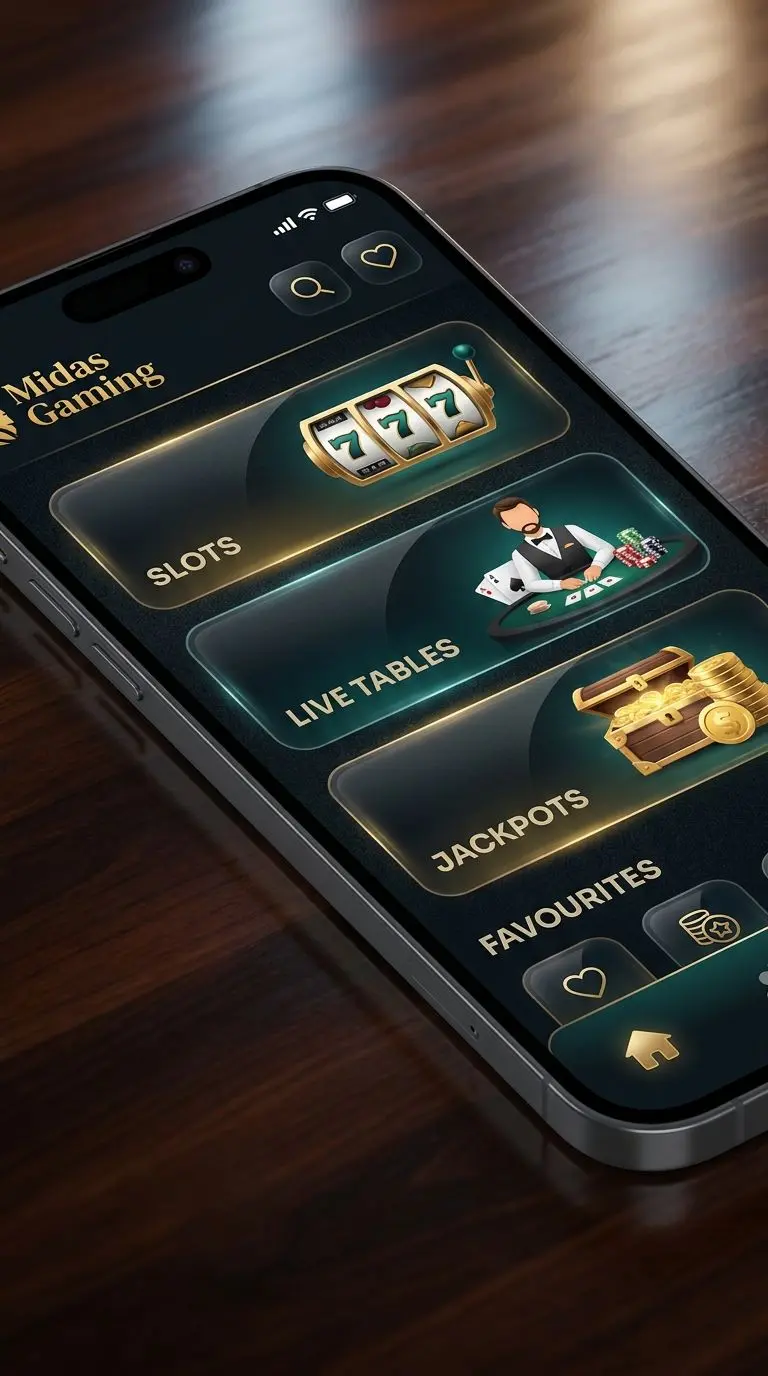 PlayOJO app games and features interface PlayOJO app interface showing game categories on mobile