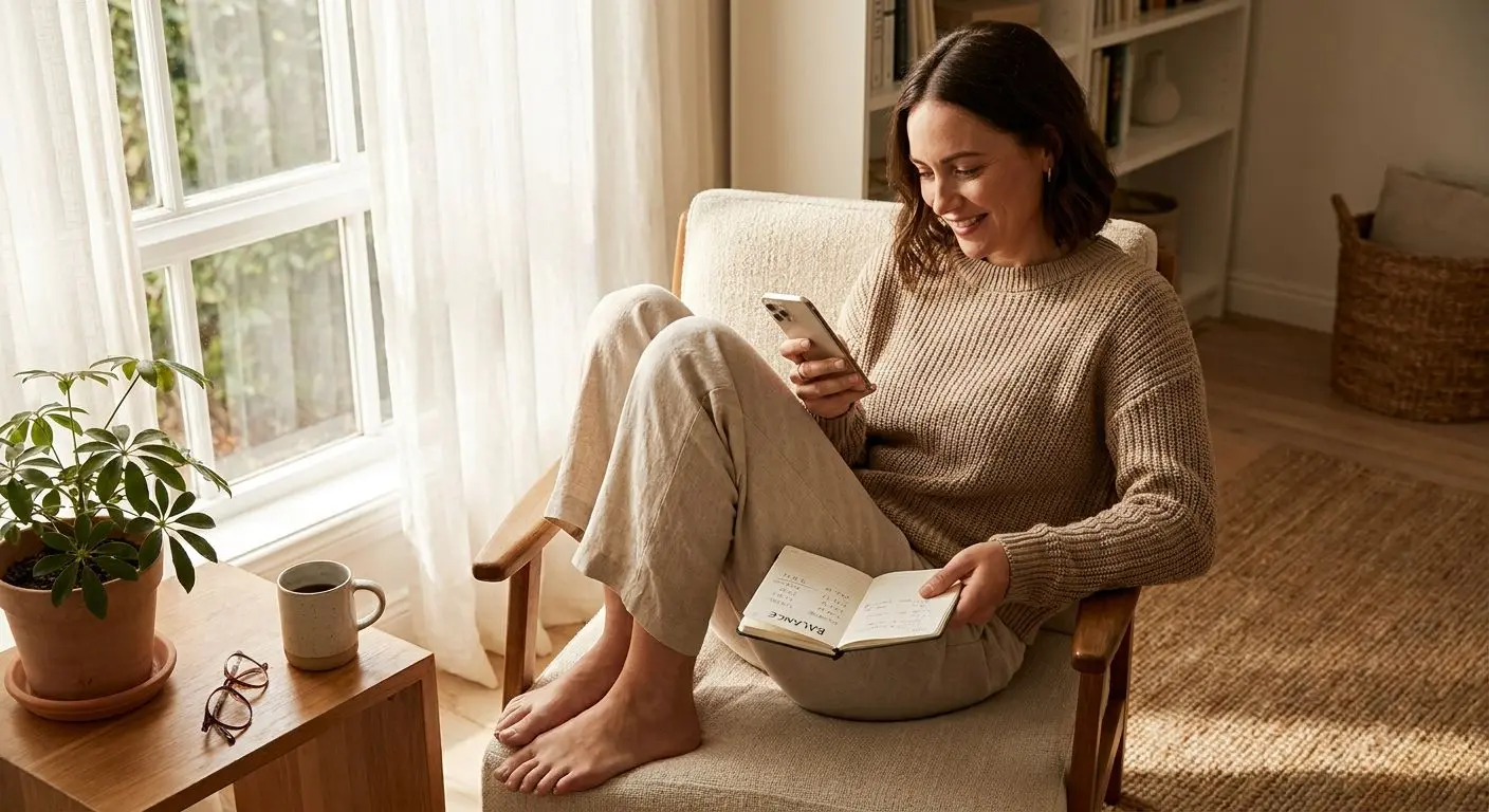 Responsible mobile play and budget control Mobile user managing bankroll responsibly in a calm setting