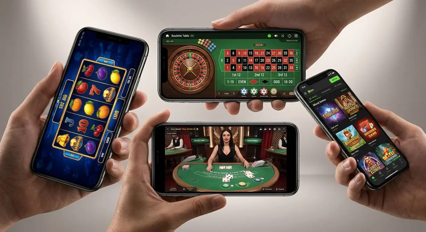 Mobile game categories including slots, roulette and live tables in the PlayOJO app