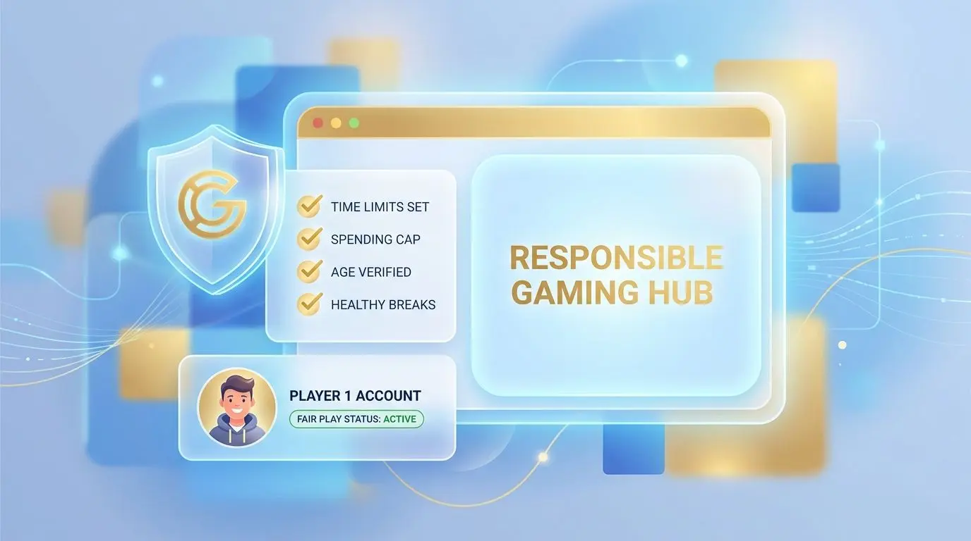 Fair play illustration with account rules and responsible player visuals