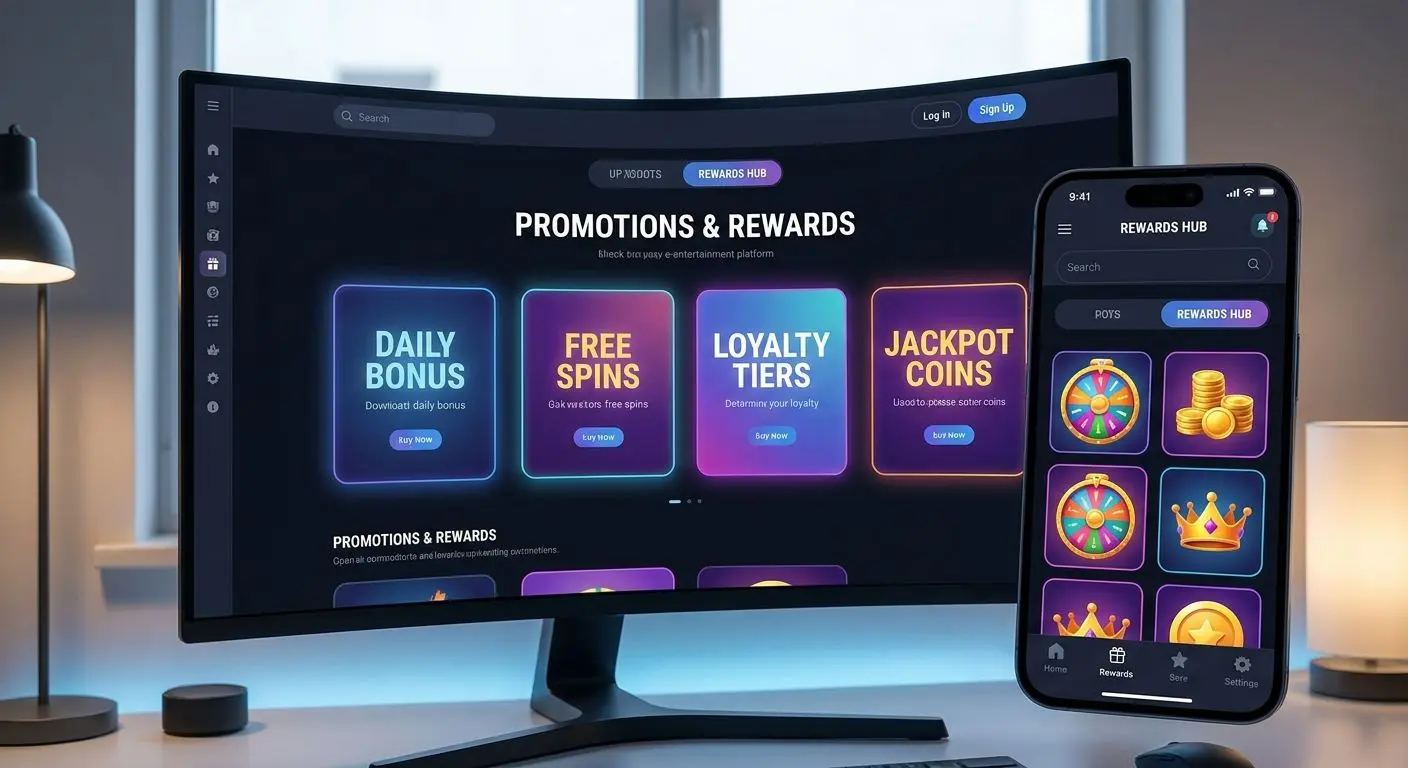 Illustration of different promotion types in an online gaming interface
