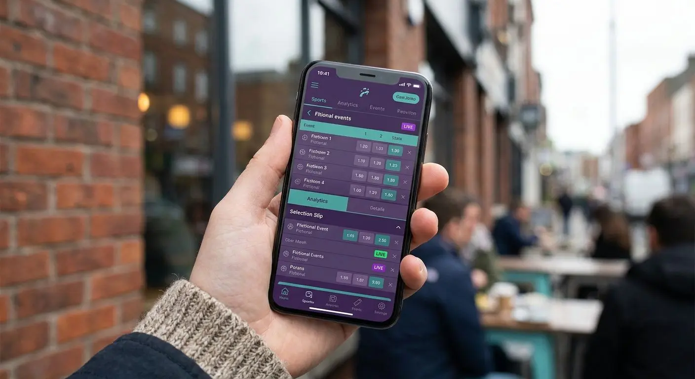 Smartphone showing mobile sports interface in hand