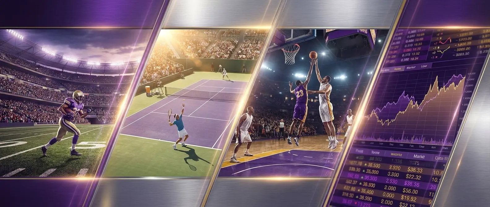 Multiple sports with betting market style interface visuals