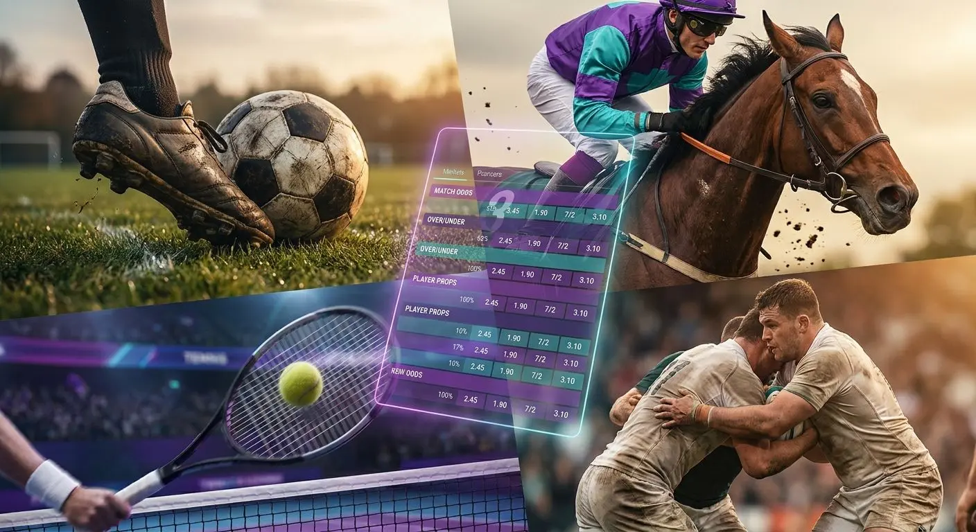 Multi-sport collage with digital selection slip and market types