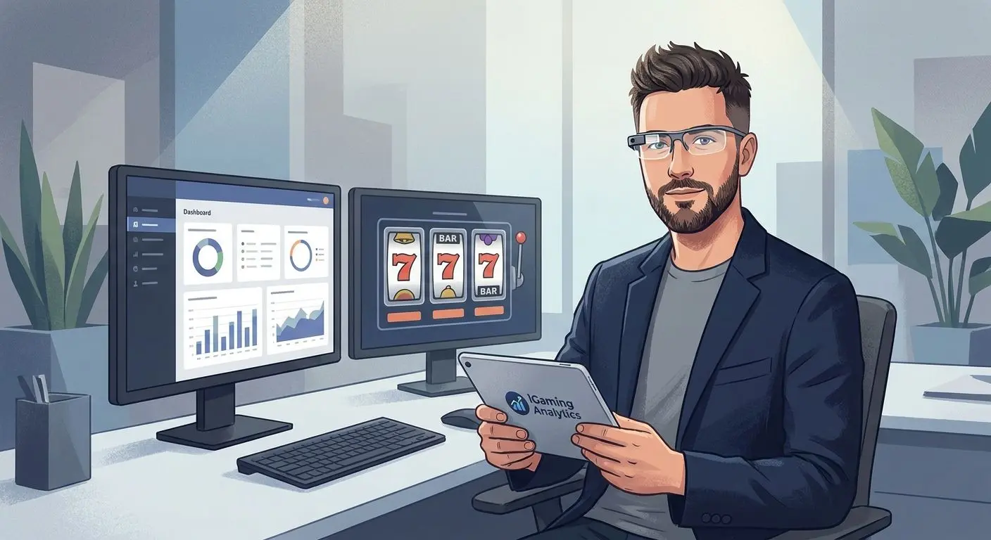 Illustrated avatar of a fictional gaming content analyst