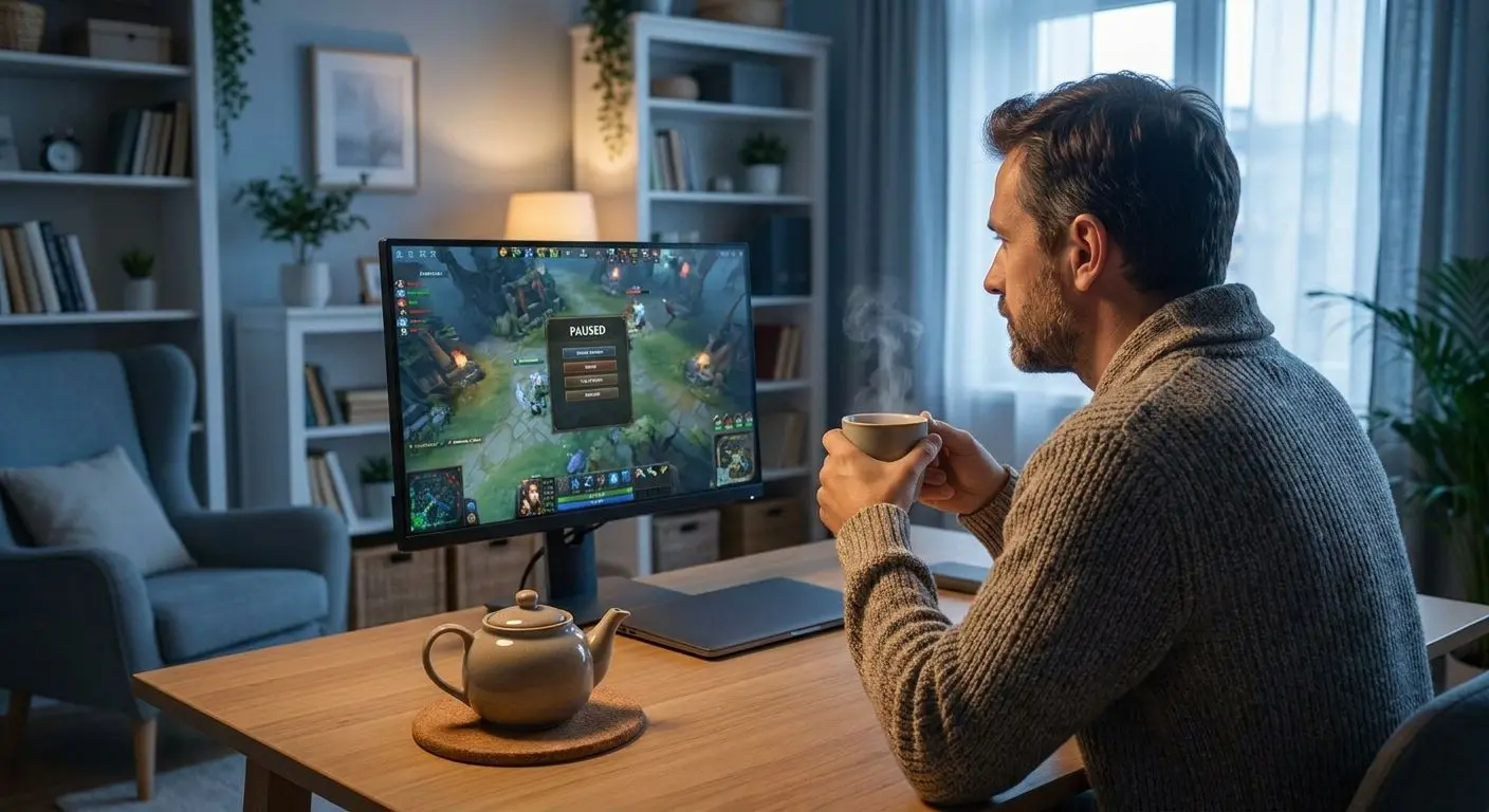 Player taking a calm break during online play