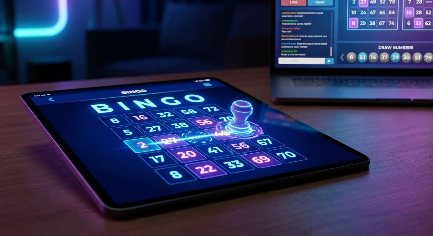 Digital bingo card with daub marker in an online room interface