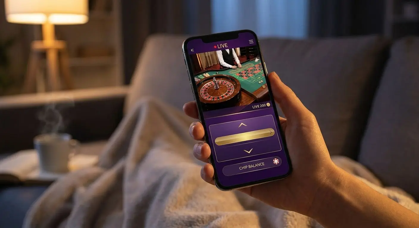 Mobile live table session on a smartphone in a comfortable setting