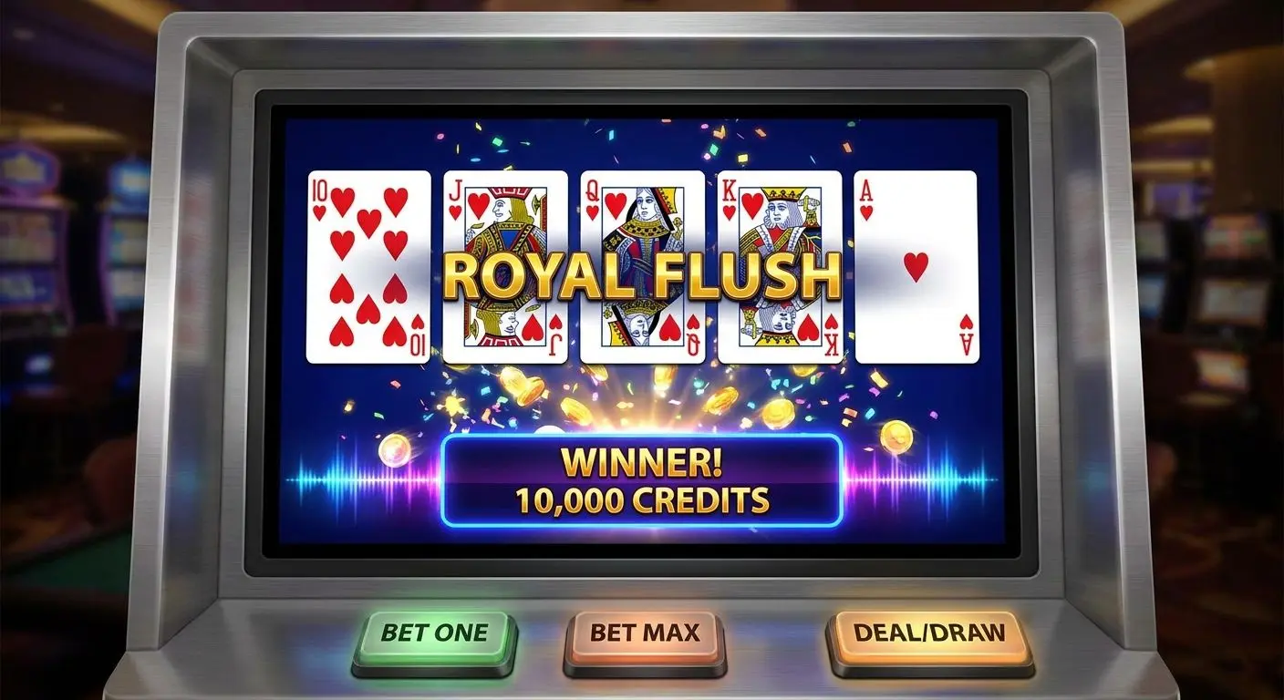Strong video poker hand displayed on screen