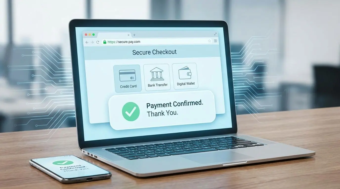 Safe payment screen with generic online deposit options