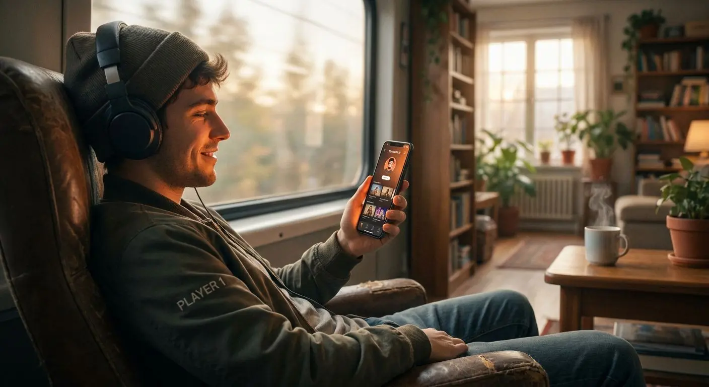Player using mobile account access on a smartphone