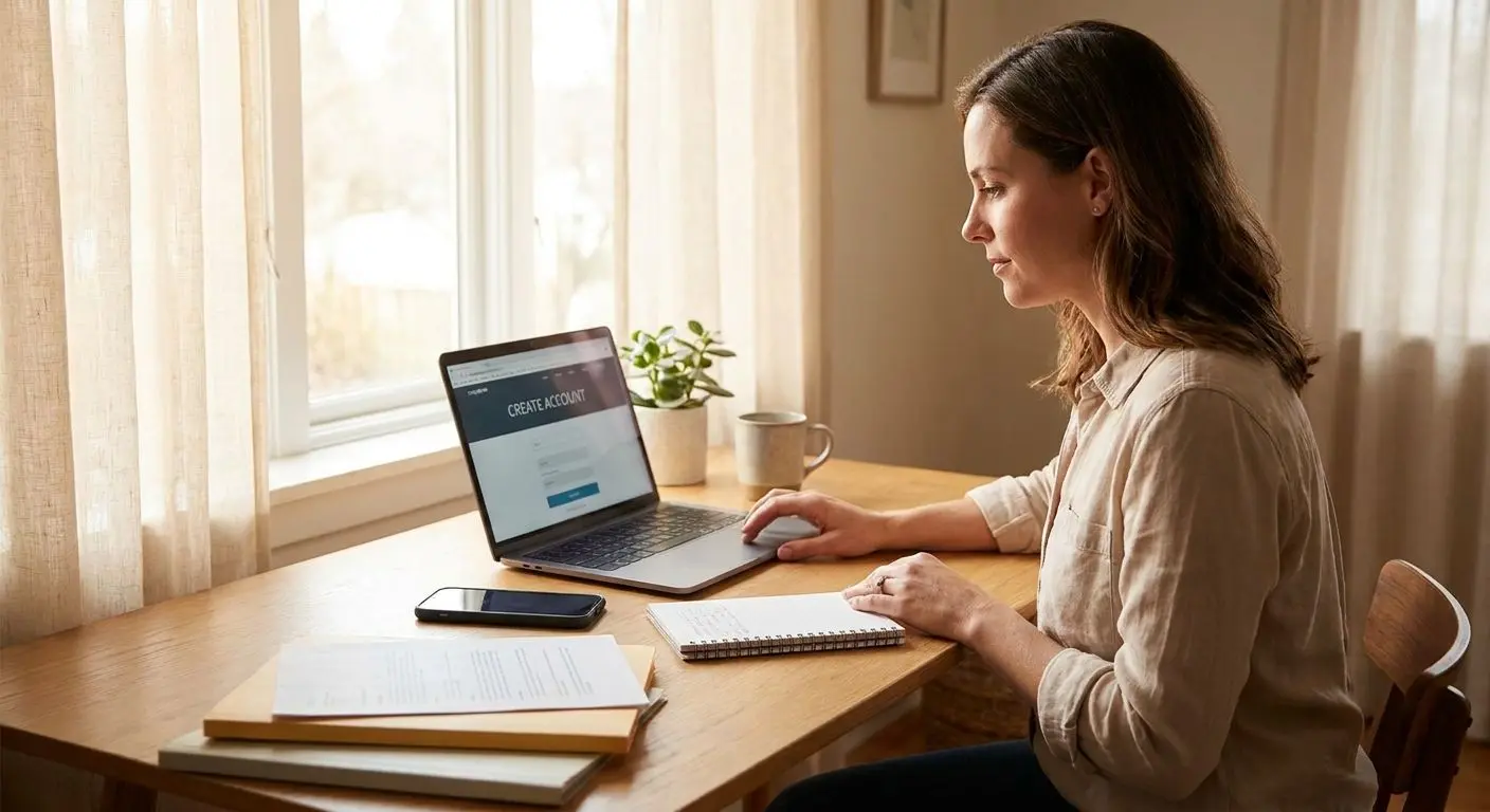 User preparing email phone and address details before account registration
