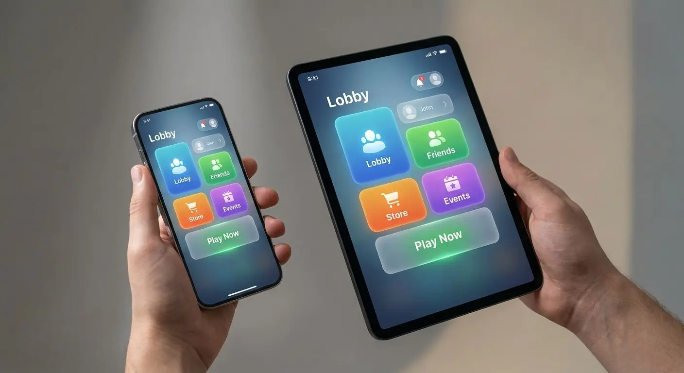 Mobile lobby interface on smartphone and tablet