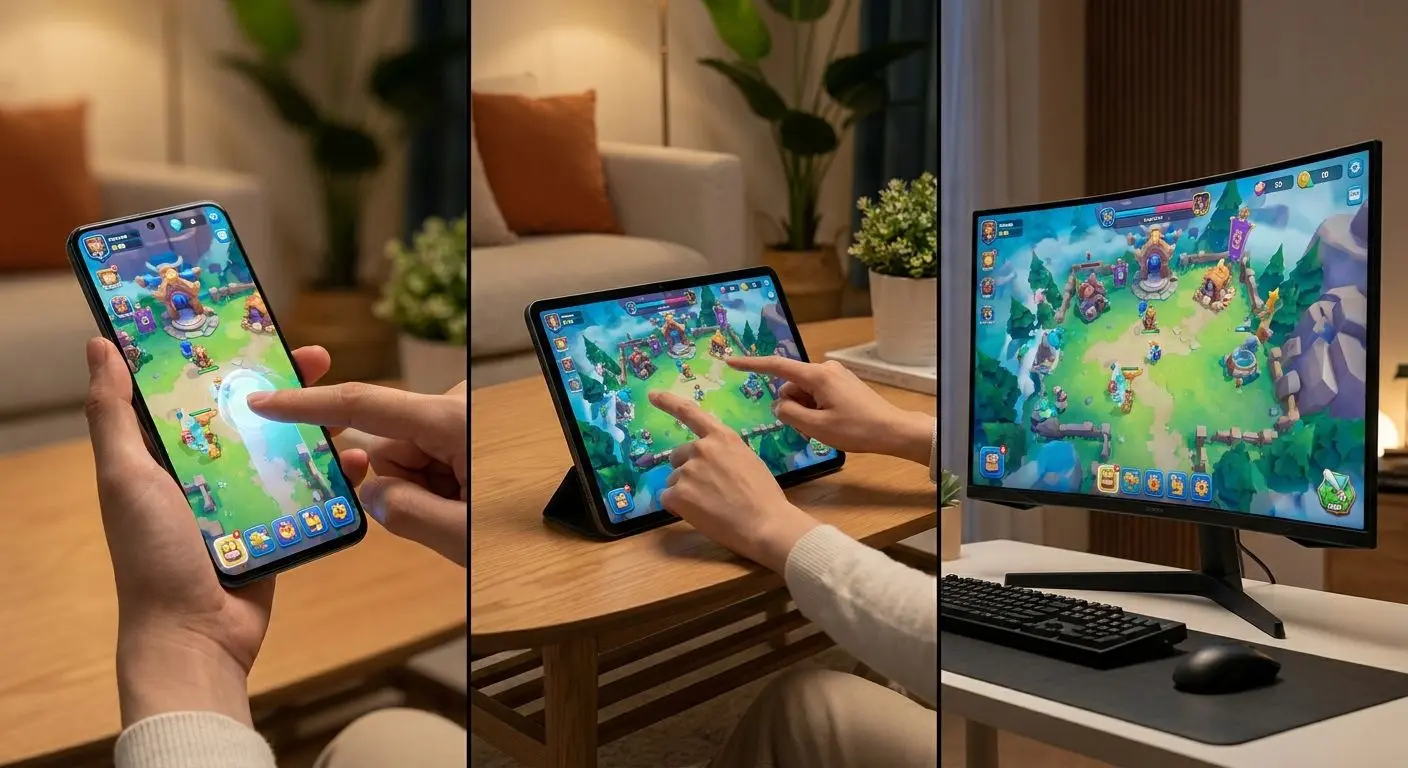 Comparison of mobile and desktop gameplay screens