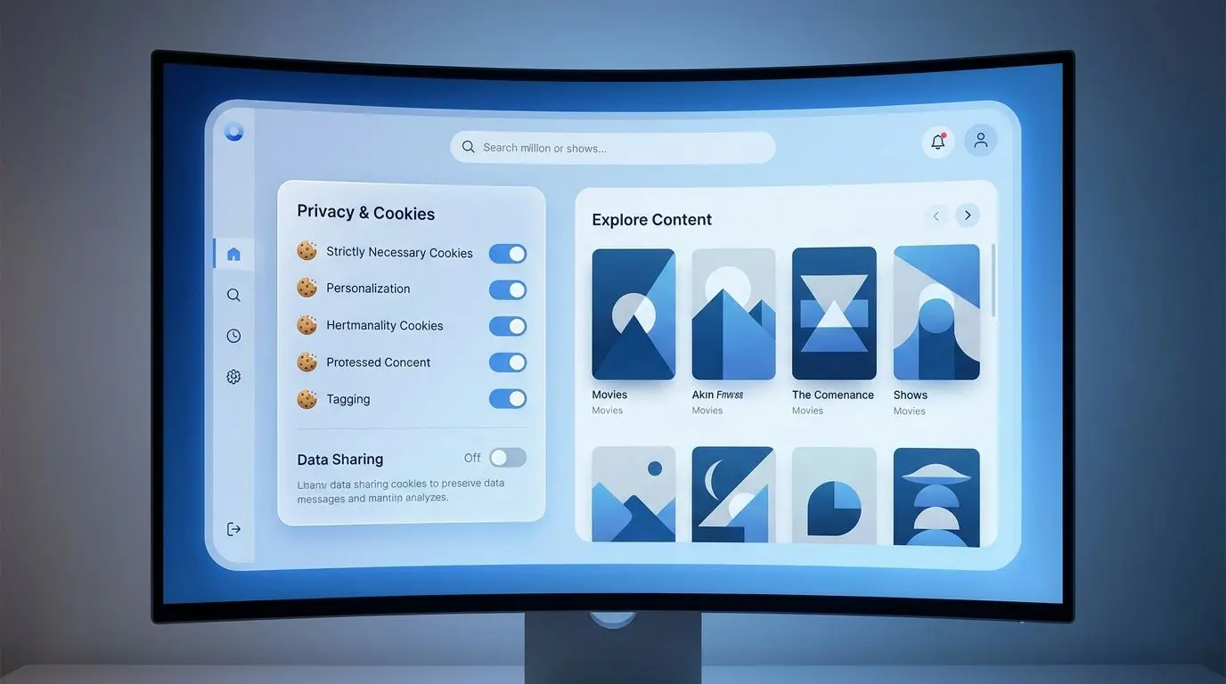 Website cookie settings and preference controls on a digital interface