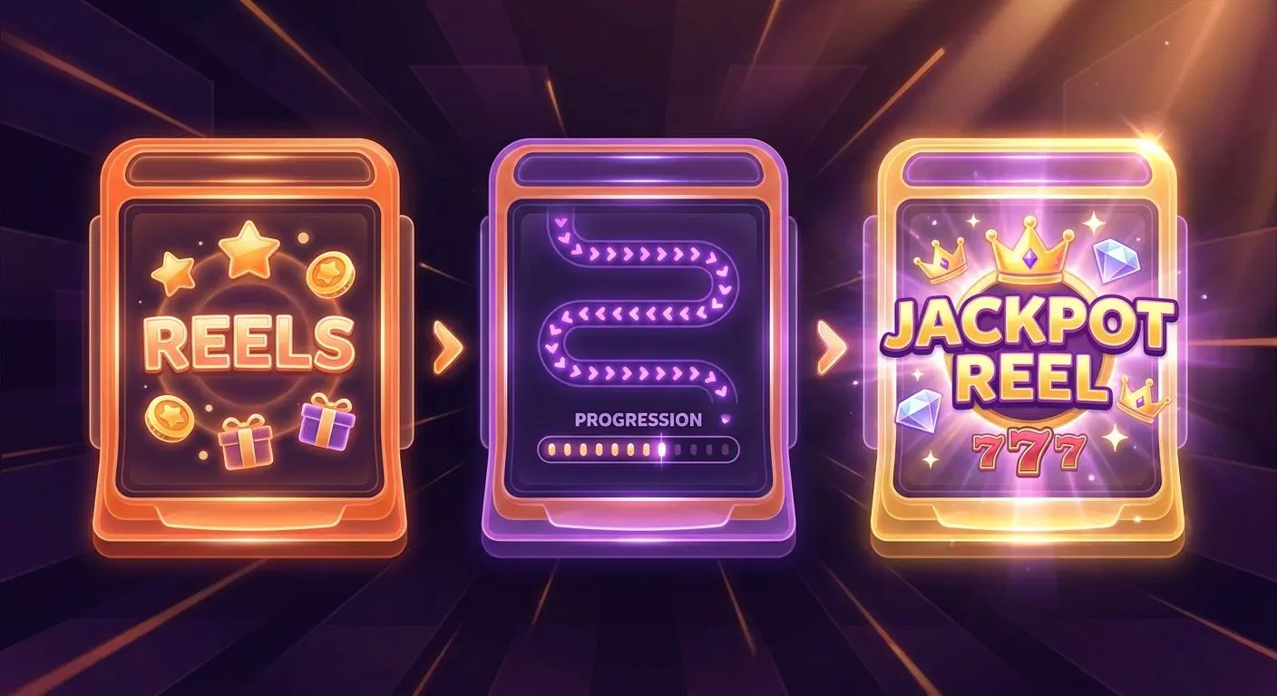 Three-stage Jackpot Jolly style reward journey with highlighted jackpot symbols