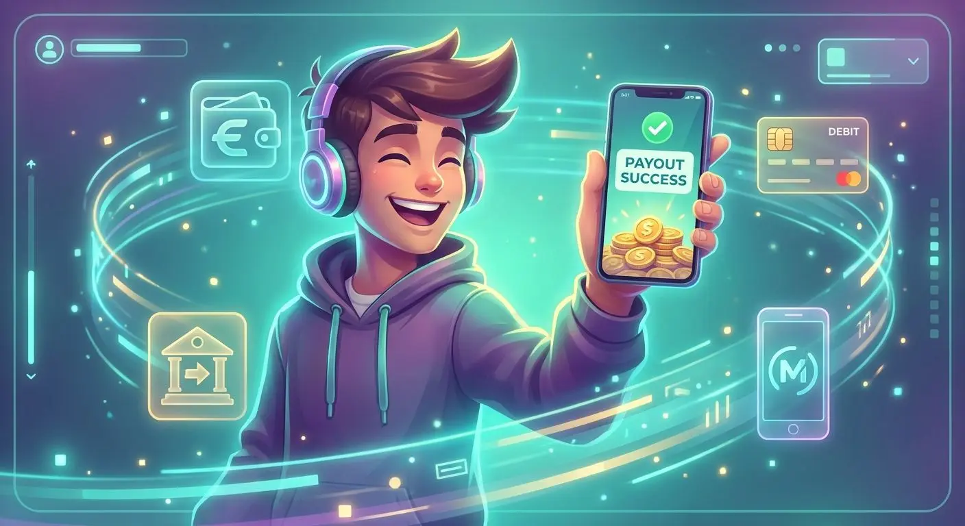 Player with payment method icons for faster withdrawals
