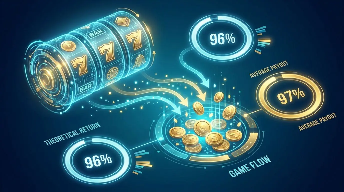 Infographic showing how RTP percentages work in slot-style games