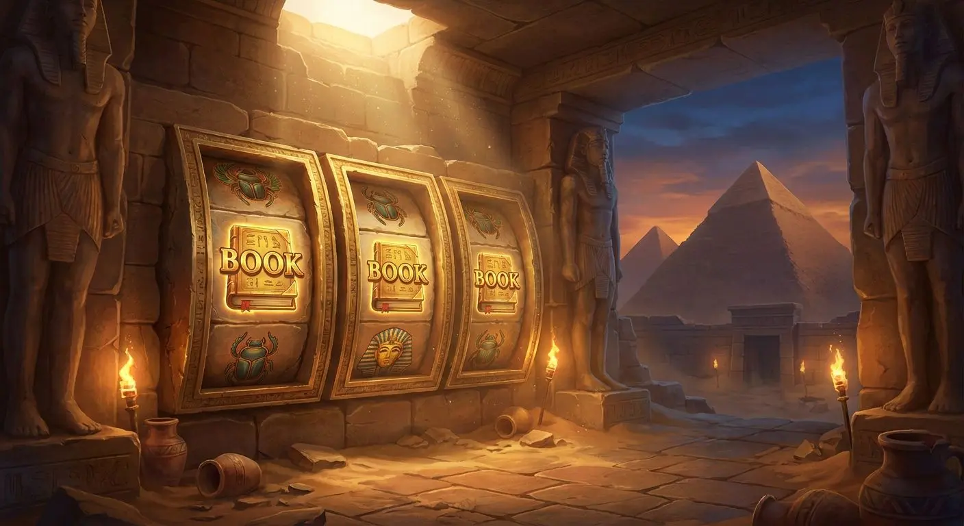 Book of Dead style reels in an Egyptian tomb atmosphere