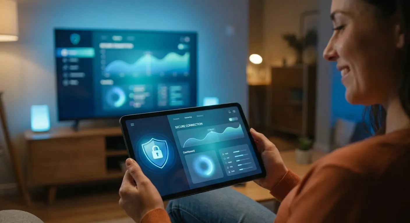 Security and Peace of Mind Secure account support with shield and calm user interface