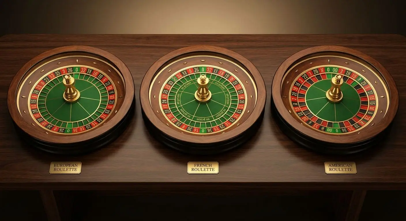 Comparison of European, French-style and American roulette wheels