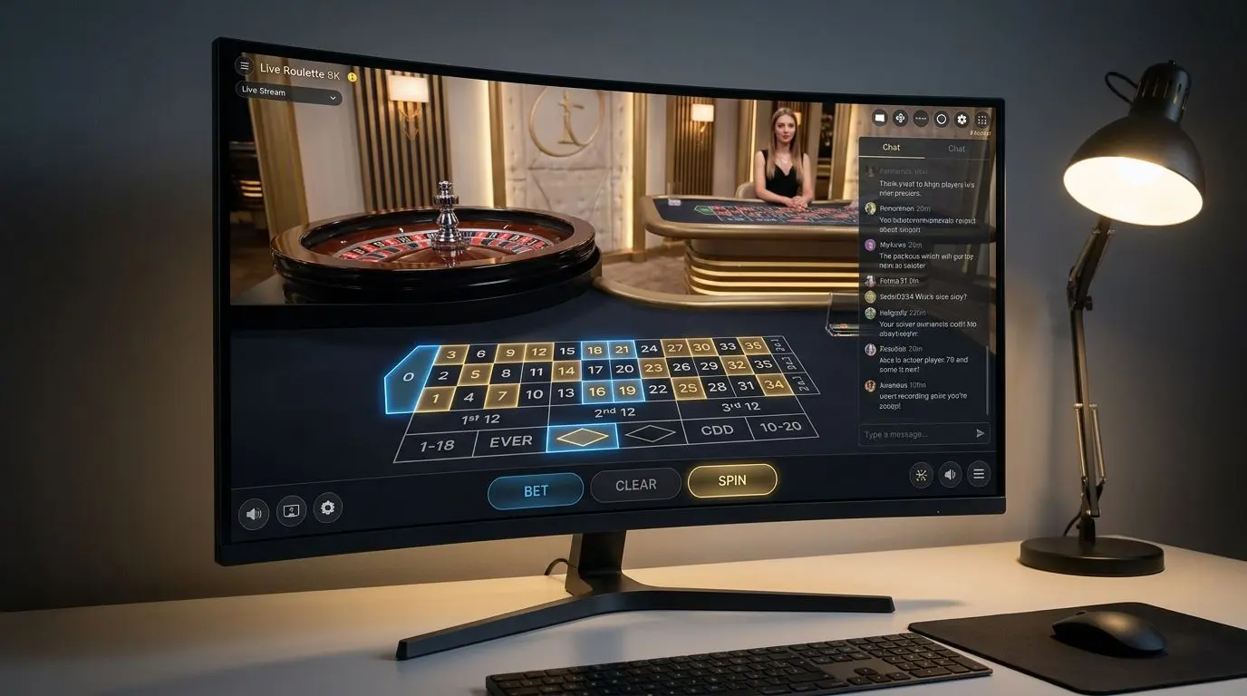 Live roulette interface with highlighted table selection areas