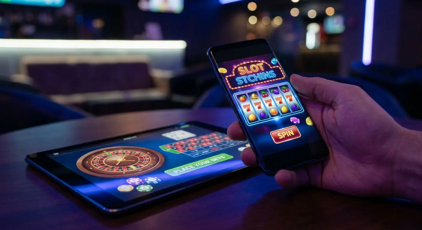 Mobile device displaying top-rated slot and roulette style games