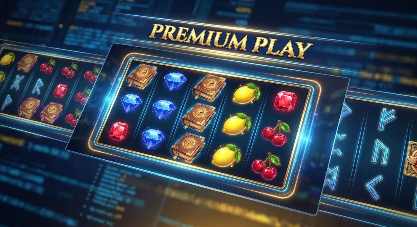 Selection of top-rated slot styles with books, jewels and fruit reels