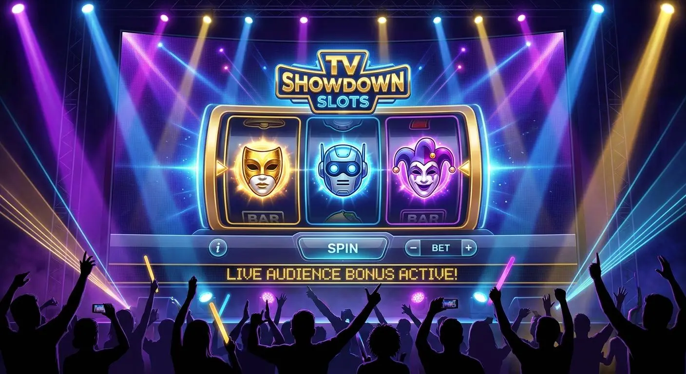 Masked Singer slot promo art on a TV-style stage background