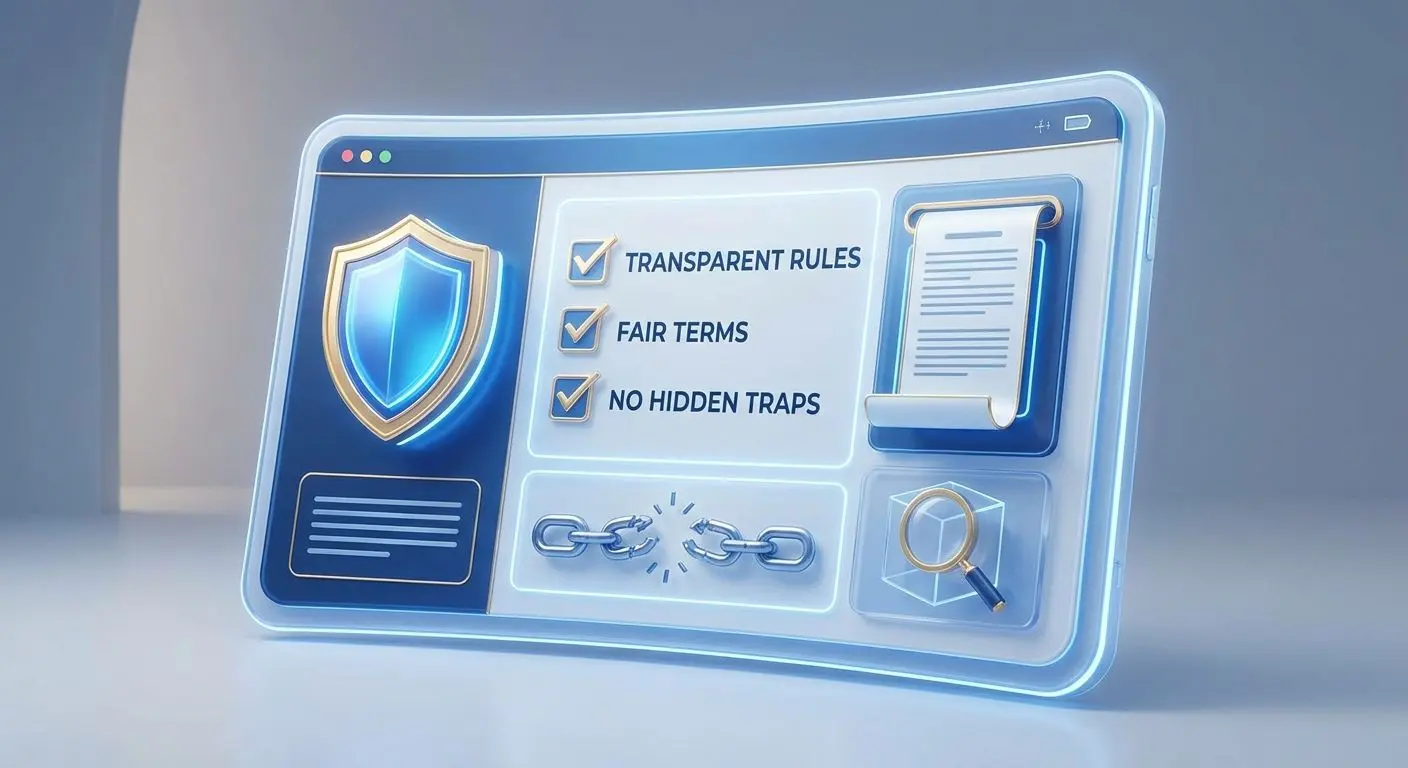 Clear bonus terms and transparent rules visual